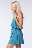 Strapless Two-Tier Wrap Dress, Seafoam