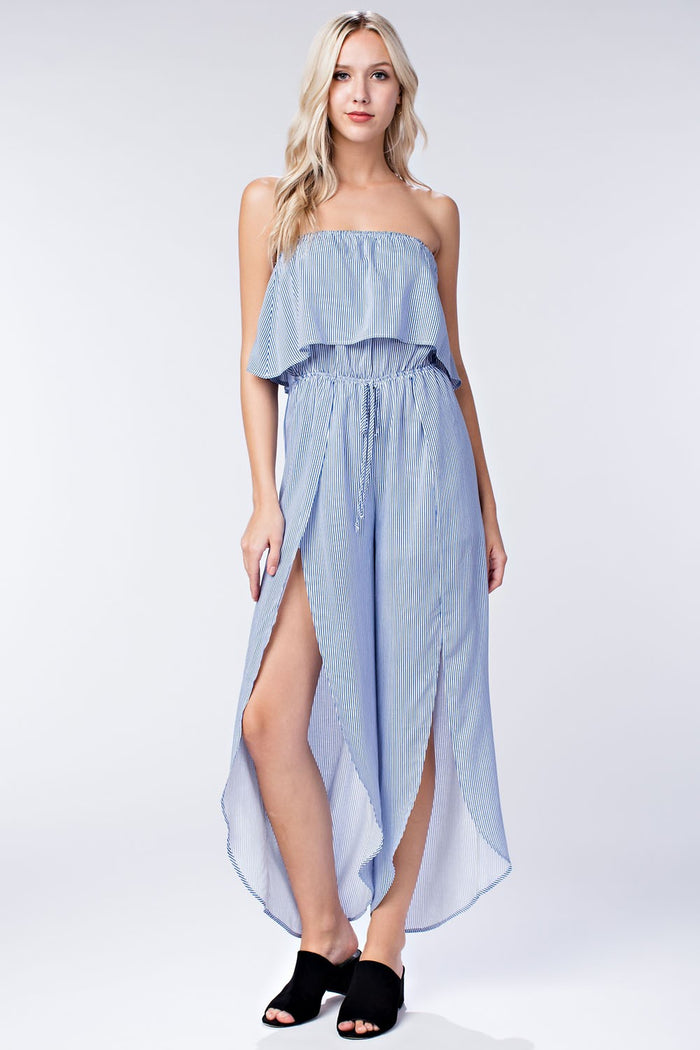 All Aboard Striped Jumpsuit, Blue