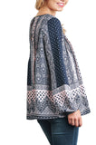 Bohemian Tassel Tie Top, Blue