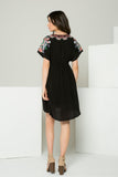 Embroidered Black Short Dress