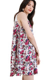 Floral & Lace Sleeveless Dress, Berry