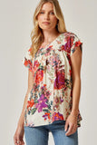 Floral Cap Sleeve Blouse