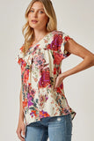 Floral Cap Sleeve Blouse