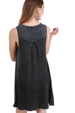 Mineral Washed Keyhole Dress, Ash
