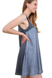 Mineral Washed Keyhole Dress, Denim