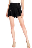 Lace Up Pleated Shorts, Black