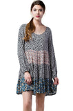 Mixed Print Tie Back Dress, Navy