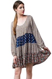 Mixed Print Tie Back Dress, Taupe