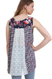 Twin Print Lace Sleeveless Top, Navy Mix