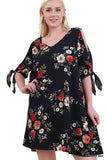 Floral Print Cut Out Dress, Navy Mix