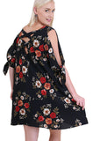 Floral Print Cut Out Dress, Navy Mix