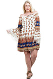 Tuscan Off The Shoulder Mini Dress, Tan