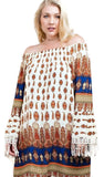 Tuscan Off The Shoulder Mini Dress, Tan
