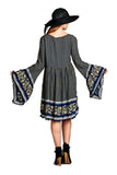 Paisley Print Bell Sleeve Dress