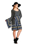 Paisley Print Bell Sleeve Dress