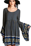 Paisley Print Bell Sleeve Dress