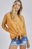Thermal Knit Tie Top, Mustard