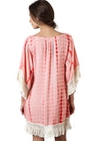 Tie Dye Tassel & Fringe Dress, Coral