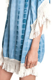 Tie Dye Tassel & Fringe Dress, Teal