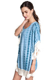 Tie Dye Tassel & Fringe Dress, Teal