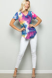 Paradise Tie Dye Top, Hot Pink Multi