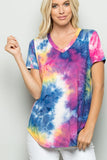Paradise Tie Dye Top, Hot Pink Multi