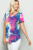 Paradise Tie Dye Top, Hot Pink Multi