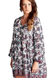 Floral Print Baby Doll Mini Dress, Off White