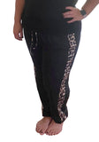 Leopard Trimmed Joggers, Black