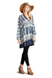 Paisley V-Neck Mini Dress, Blue