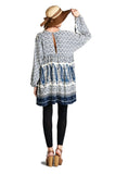 Paisley V-Neck Mini Dress, Blue