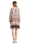 Paisley V-Neck Mini Dress, Pink