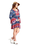 Tassel Tie Bell Sleeve Mini Dress, Blue