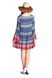 Tassel Tie Bell Sleeve Mini Dress, Blue