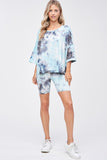 Starlet Tie Dye Shorts Set, Mint & Navy