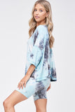 Starlet Tie Dye Shorts Set, Mint & Navy