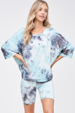 Starlet Tie Dye Shorts Set, Mint & Navy