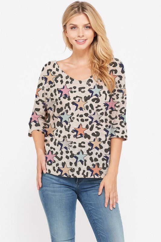 leopard & Stars knit top
