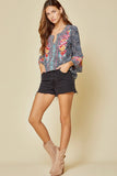 South Beach Embroidered Top, Navy