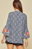 South Beach Embroidered Top, Navy