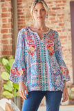 South Beach Embroidered Top, Turq / Lavender