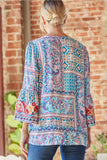 South Beach Embroidered Top, Turq / Lavender