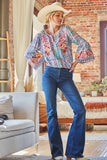 South Beach Embroidered Top, Turq / Lavender