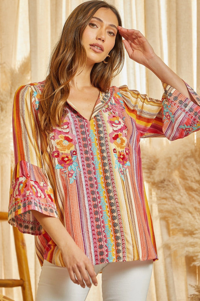 andree by unit / savanna jane South Beach Embroidered Top