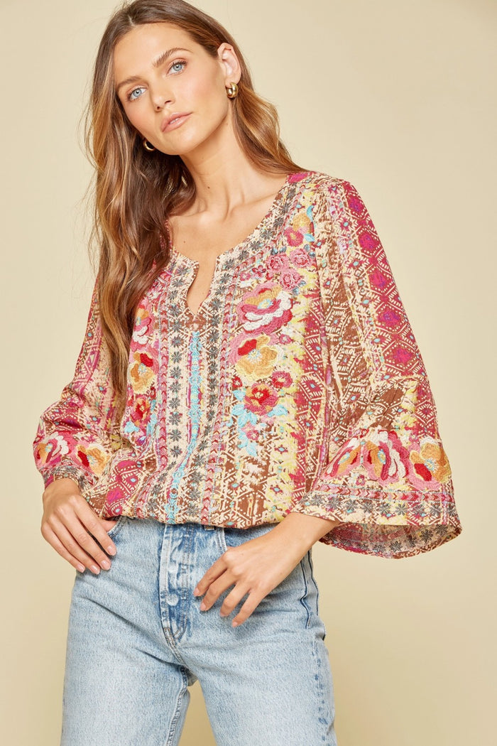 andree by unit / savanna jane South Beach Embroidered Top