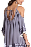 Tie Dye Cold Shoulder Tunic Dress, Grey