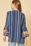 South Beach Embroidered Top, Navy