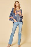 South Beach Embroidered Top, Navy