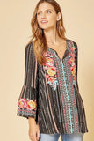 South Beach Embroidered Top, Black