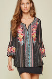 South Beach Embroidered Top, Black
